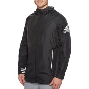 Adidas Men's Sport ID Woven Black Windbreaker Shell Hooded Jacket Small
